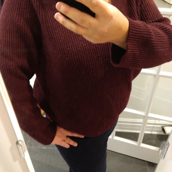 Halston oversized heavy sweater purple burgundy marroon - Picture 3 of 10